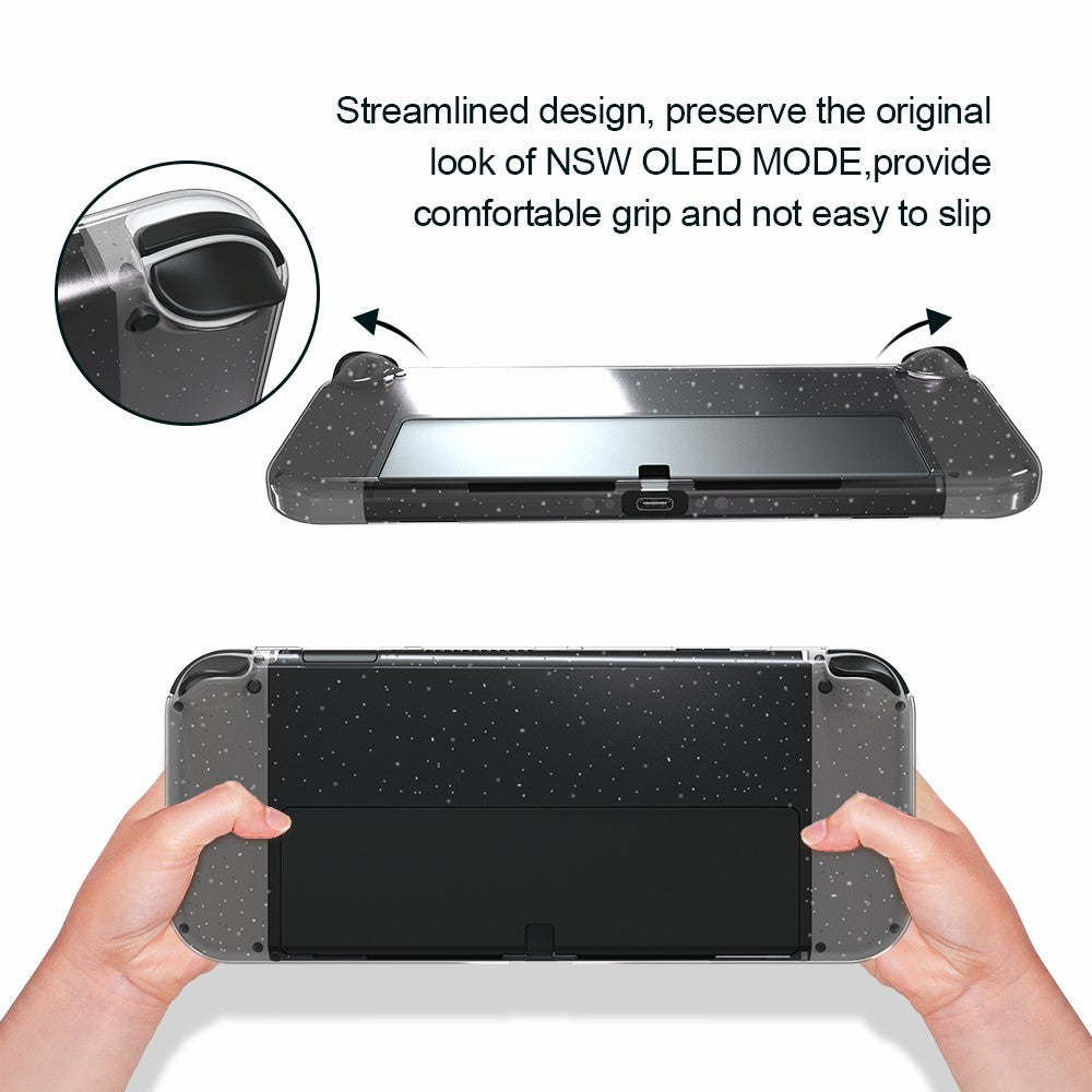 JYS JYS-NS220 Glitter Transparent Anti-skid TPU Protective Case Drop-proof Cover for Nintendo Switch OLED JYS JYS-NS220 Glitter Transparent Anti-skid TPU Protective Case Drop-proof Cover for Nintendo Switch OLED